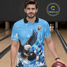 Load image into Gallery viewer, Blue Eagle Bowling Polo, Quarter Zip Shirt For Men Custom Team Bowling jerseys, Gift For Bowlers NQS11339