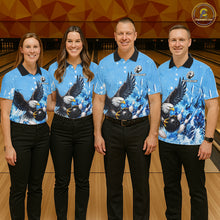 Load image into Gallery viewer, Blue Eagle Bowling Polo, Quarter Zip Shirt For Men Custom Team Bowling jerseys, Gift For Bowlers NQS11339