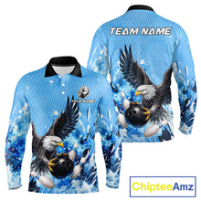 Load image into Gallery viewer, Blue Eagle Bowling Polo, Quarter Zip Shirt For Men Custom Team Bowling jerseys, Gift For Bowlers NQS11339