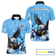Load image into Gallery viewer, Blue Eagle Bowling Polo, Quarter Zip Shirt For Men Custom Team Bowling jerseys, Gift For Bowlers NQS11339