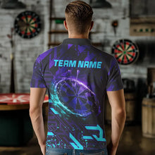 Load image into Gallery viewer, Men Darts Polo, Quarter Zip shirts Custom purple blue abstract Darts Team Jerseys, Darts gifts NQS9449