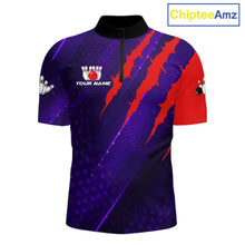 Load image into Gallery viewer, Personalized bowling shirts for men custom purple and red team bowling jerseys, gift for bowlers NQS11554