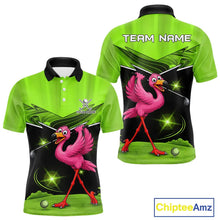 Load image into Gallery viewer, Funny Flamingo Green Golf Polo Shirts For Men Custom Flamingo Team mens golf tops, funny golf gifts NQS11675