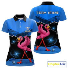 Load image into Gallery viewer, Funny Flamingo Blue Women Golf Polo Shirts Custom Flamingo Team ladies golf tops, funny golf gifts NQS11676