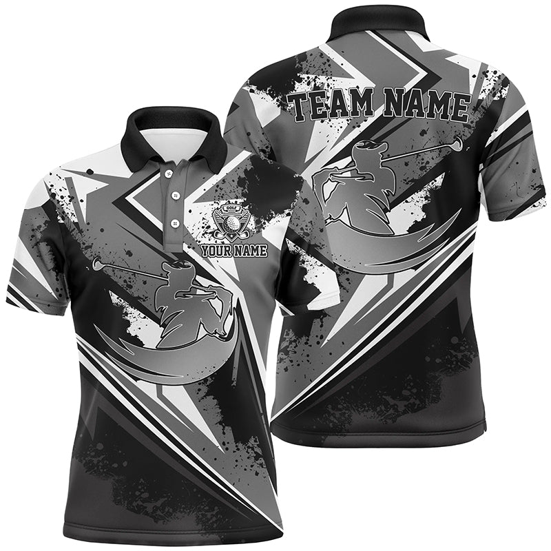 Men golf polo shirt custom black and white male golf attire for men, golf gifts for men NQS7365