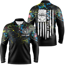 Load image into Gallery viewer, Colorful camo Mens polo bowling shirts Custom American flag patriotic bowling team league jerseys NQS7368
