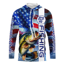 Load image into Gallery viewer, American flag Largemouth Bass fishing Long Sleeve Fishing Shirts custom Patriotic Bass fishing jerseys NQS7704