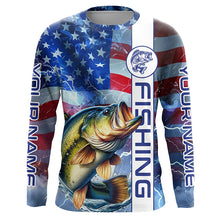 Load image into Gallery viewer, American flag Largemouth Bass fishing Long Sleeve Fishing Shirts custom Patriotic Bass fishing jerseys NQS7704