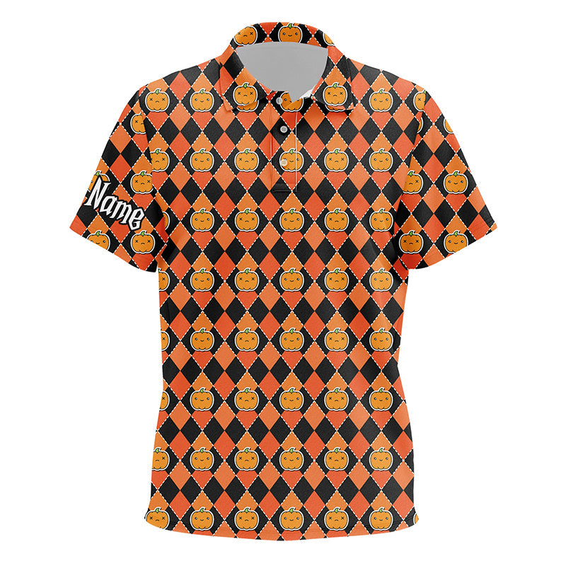 Halloween Pumpkin Seamless Orange pattern custom Kid golf polo shirts, golf attire for kid NQS8140