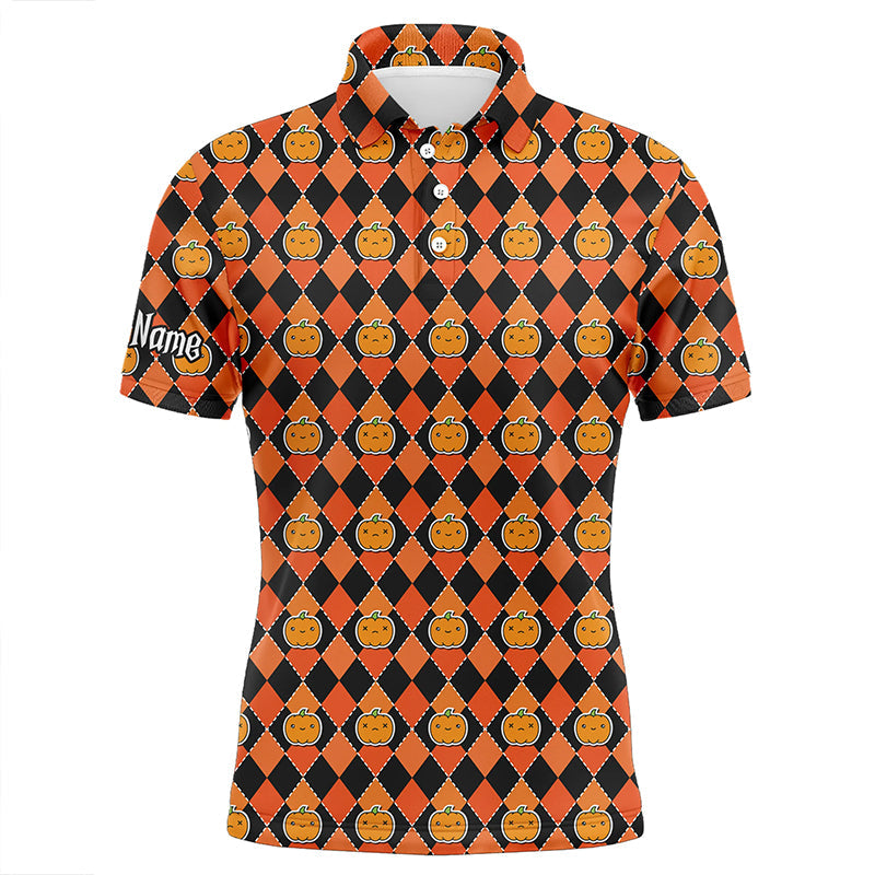 Halloween Pumpkin Seamless Orange pattern custom Mens golf polo shirts, golf attire for men NQS8140