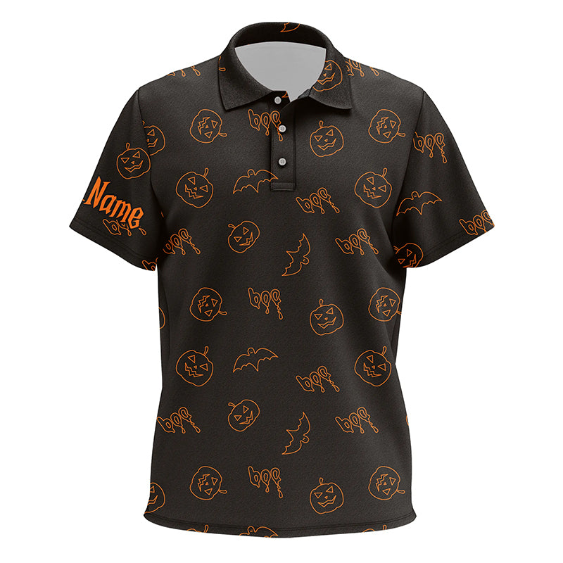 Halloween pumpkin pattern custom Kid golf polo shirts, Halloween golf gifts for kid NQS8141