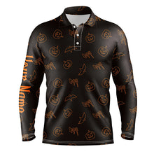 Load image into Gallery viewer, Halloween pumpkin pattern custom Mens golf polo shirts, Halloween golf gifts for men NQS8141