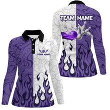 Load image into Gallery viewer, White Camo Bowling Purple Flame Women Bowling Shirts Custom Bowling Team League Jerseys NQS8571