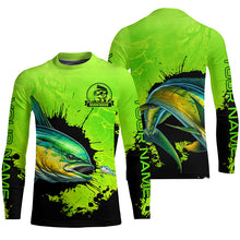 Load image into Gallery viewer, Personalized Mahi mahi fishing Performance long sleeve Fishing Shirt, Dorado fishing jerseys | Green NQS6921