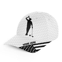 Load image into Gallery viewer, American flag white golf ball skin Golfer hat custom name golf clubs sun hats for men, women NQS7548