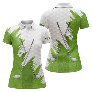 White and green golf clubs custom name Womens golf polo shirts team ladies golf tops NQS5589