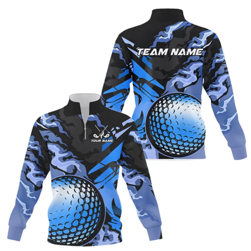 Black and blue camo golf ball Quarter zip golf sweatshirt custom golf sweater, gifts for golfer NQS9295