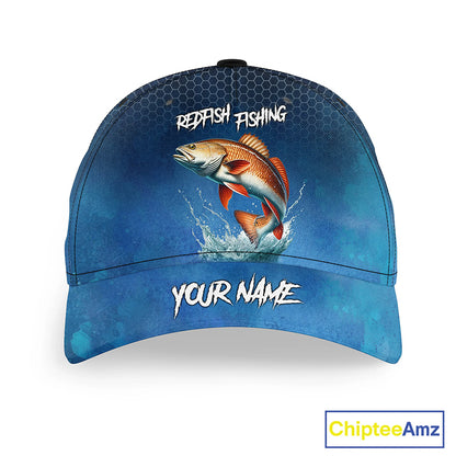 Blue camo Redfish fishing Custom Red Drum fishing hat Unisex Fishing Baseball Angler fishing cap NQS11352