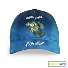 Load image into Gallery viewer, Blue camo Crappie fishing Custom Crappie fishing hat Unisex Fishing Baseball Angler fishing cap NQS11353