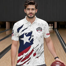 Load image into Gallery viewer, Personalized Texas Flag Grunge pattern Bowling Shirts For Men Custom Texas Bowling Team Jerseys NQS9468