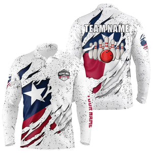 Personalized Texas Flag Grunge pattern Bowling Shirts For Men Custom Texas Bowling Team Jerseys NQS9468