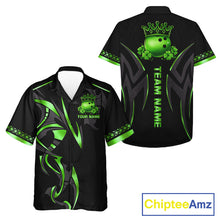 Load image into Gallery viewer, Black and Green clovers St Patrick's Day Bowling Button-up Shirt Custom Hawaiian Bowling Team jerseys NQS11692