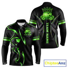 Load image into Gallery viewer, Black and Green clovers St Patrick's Day Bowling Shirts for Men Custom Bowling Team jerseys NQS11692