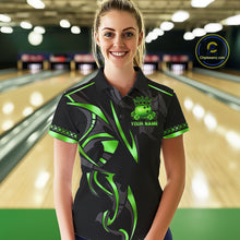 Load image into Gallery viewer, Black and Green clovers St Patrick's Day Bowling Shirts for Women Custom Bowling Team jerseys NQS11692