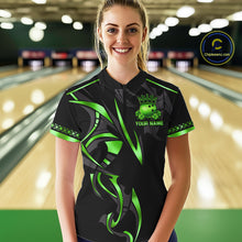 Load image into Gallery viewer, Black and Green clovers St Patrick's Day Bowling Shirts for Women Custom Bowling Team jerseys NQS11692