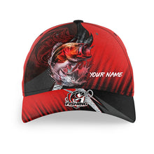 Load image into Gallery viewer, Bass Fishing Baseball Angler Hat Cap, Personalized Fishing Gifts | Red NQS5367