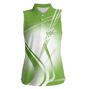 Green Womens Sleeveless Polo Shirts Custom Name Golf Shirts For Women Personalized Golfer Gifts NQS9079