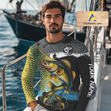 Load image into Gallery viewer, Walleye fishing scales customize performance long sleeves Fishing shirts, Walleye fishing jerseys NQS11561
