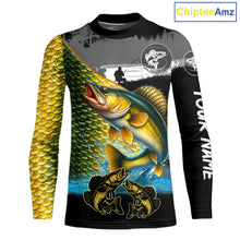 Load image into Gallery viewer, Walleye fishing scales customize performance long sleeves Fishing shirts, Walleye fishing jerseys NQS11561