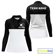 Load image into Gallery viewer, Black and White Golf Polo shirts For Women Custom golf attire for ladies, best golf gifts for women NQS11702