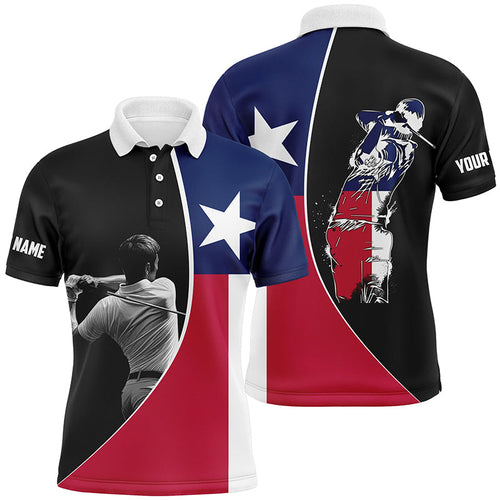 Texas Flag Mens golf polo shirts custom patriot golf tops for men, gifts for golf lovers NQS7384