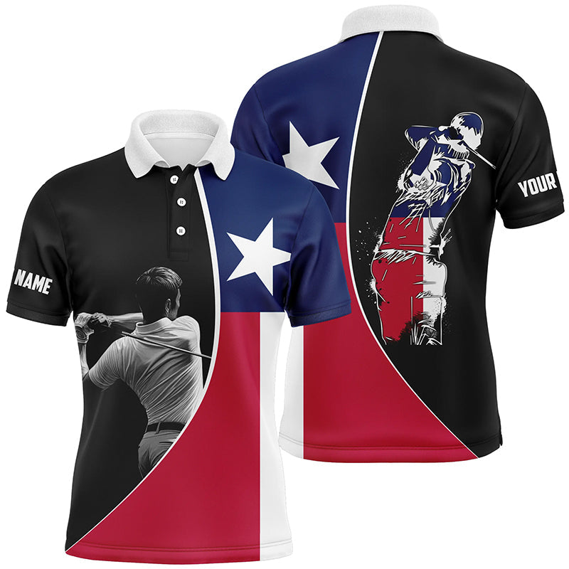 Texas Flag Mens golf polo shirts custom patriot golf tops for men, gifts for golf lovers NQS7384