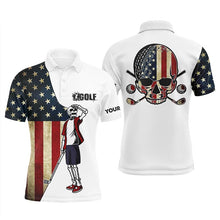 Load image into Gallery viewer, Vintage American flag patriotic Mens golf polo shirt custom golf skull men&#39;s flag polo shirts NQS5378