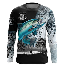 Load image into Gallery viewer, Chinook Salmon (King salmon) fishing scales Custom name performance anti UV long sleeve fishing shirts NQS3856