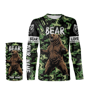 Bear hunter big game hunting green camouflage Customize Name 3D All Over Printed Shirts NQS4008