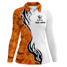 Load image into Gallery viewer, Orange Halloween Women golf polo shirts custom Women&#39;s golf outfits for team, Halloween golf gifts NQS8597