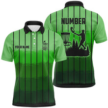 Load image into Gallery viewer, Green stripe Retro disc golf polo shirts for men custom name and number disc golf jerseys NQS9081