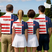 Load image into Gallery viewer, Red, White and Blue American Flag Golf Polo Shirts For Women Custom Patriotic Team Ladies Golf Outfit NQS11158