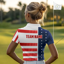 Load image into Gallery viewer, Red, White and Blue American Flag Golf Polo Shirts For Women Custom Patriotic Team Ladies Golf Outfit NQS11158