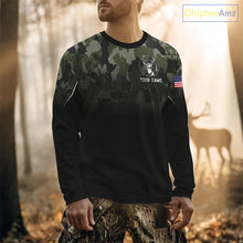 Load image into Gallery viewer, Black green camo American Flag Customize Name Patriotic Deer Hunting 3D All Over Printed Shirts NQS11360