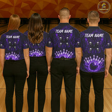 Load image into Gallery viewer, Personalized Black &amp; Purple bowling jersey Butterfly skull Bowling Team Shirts, bowling gifts for men NQS11367