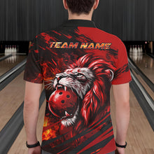 Load image into Gallery viewer, Black and Red Lion Bowling Polo, 1/4 Zip Jersey for Men, Lion Bowling Team League shirts NQS11572