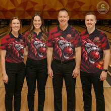 Load image into Gallery viewer, Black and Red Lion Bowling Polo, 1/4 Zip Jersey for Men, Lion Bowling Team League shirts NQS11572