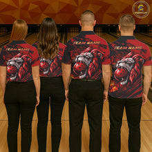 Load image into Gallery viewer, Black and Red Lion Bowling Polo, 1/4 Zip Jersey for Men, Lion Bowling Team League shirts NQS11572