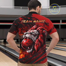 Load image into Gallery viewer, Black and Red Lion Bowling Polo, 1/4 Zip Jersey for Men, Lion Bowling Team League shirts NQS11572