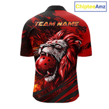 Load image into Gallery viewer, Black and Red Lion Bowling Polo, 1/4 Zip Jersey for Men, Lion Bowling Team League shirts NQS11572